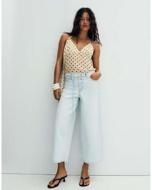 Bershka High-waist Wide-leg Jeans - Blue