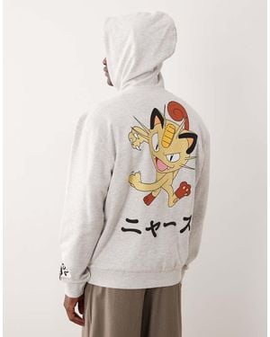 ASOS Relaxed Hoodie With Pokémon Meowth Prints - Natural