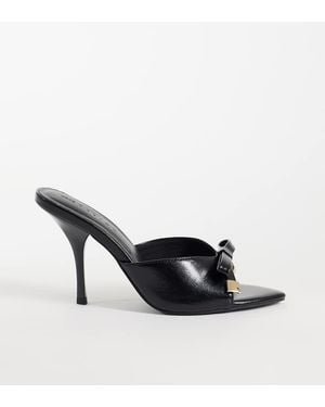 Asos Design Wide Fit Nelly Bow Detail High Heeled Mules - Black