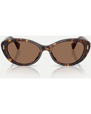 Ralph Occhiali Da Sole Ovali Con Lenti Marroni Color Havana Scuro - Marrone