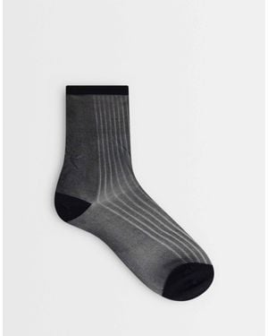 TOPSHOP Sheer Ribbed Sock - Gray