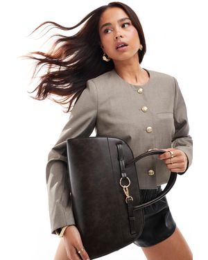 ASOS Bowler Tote Bag With Dog Clip - Grey