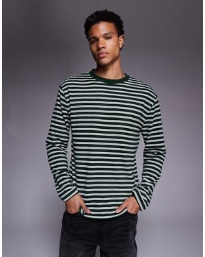 ASOS Heavyweight Relaxed Long Sleeve Stripe T-shirt - Grey