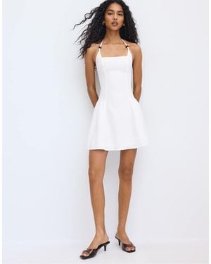 Stradivarius Beaded A-Line Dress - White
