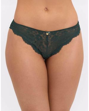 Boux Avenue Emma Lace Brazilian Knickers Full Lace Back Underwear - Green