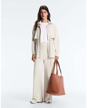 Oysho Straight-leg Trousers With Soft-touch Modal And Crease - Natural