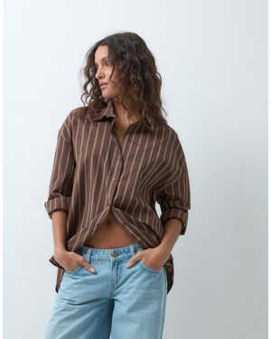 ONLY Oversize-hemd mit nach hinten abfallendem saum - Braun