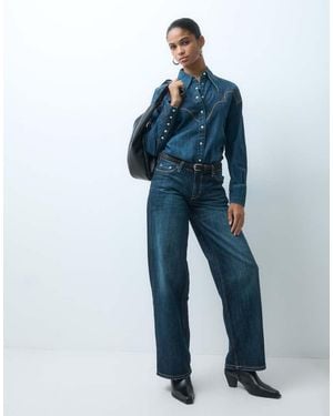 Wrangler Western Overhemd Met Schouderpas - Blauw