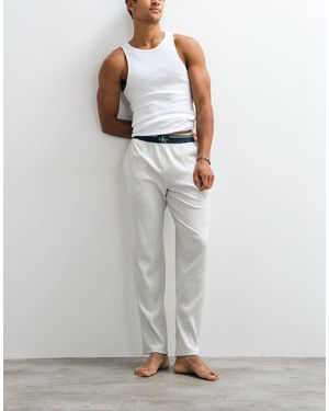 Calvin Klein Cotton Pyjama Trousers With Logo Waistband - Grey