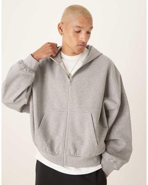 ASOS Essential Boxy Oversized Zip Through Hoodie - Grey