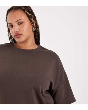 Vero Moda Oversized Sweat T-Shirt Co-Ord - Brown