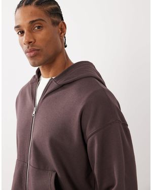 Cotton On Sweat à capuche zippé - cendré - Marron