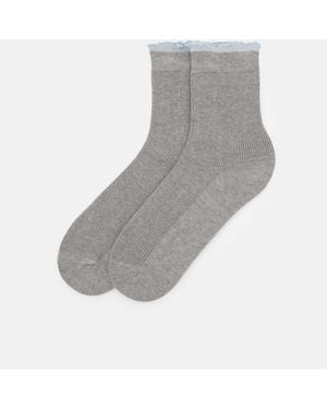 Pull&Bear Chaussettes à bordure contrastante - Gris