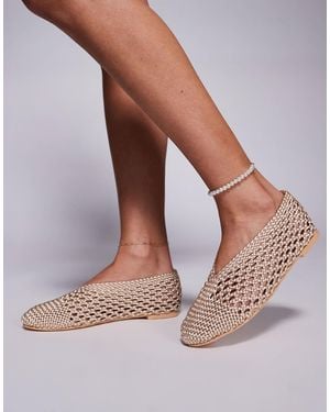 Public Desire Dylan - ballerines plates effet tressé - crème - Marron