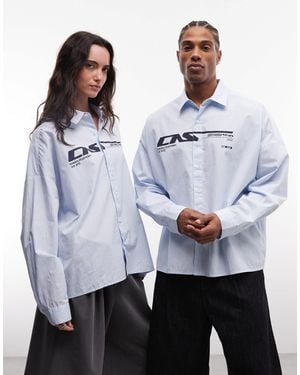 Collusion Unisex – langärmliges, kastiges oversize-hemd - Grau