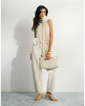 River Island Cream Barrel Leg Jeans - White