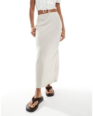 New Look Linen Bias Midi Skirt - White