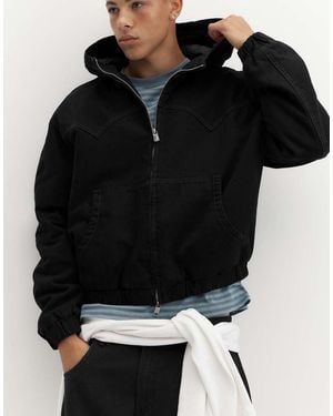Pull&Bear Bomber Con Cappuccio - Nero