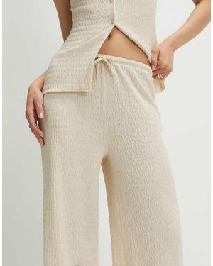 River Island Texture Wide Leg Trousers - Natural