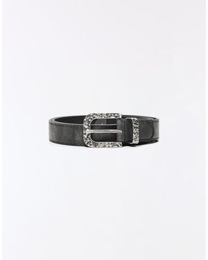Bershka Hammered Buckle Belt - White