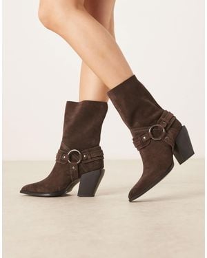 ASOS – elena – ankle-boots im western-design aus wildleder - Natur