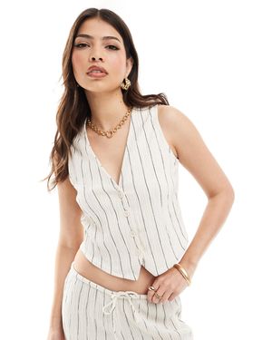 Stradivarius Boxy Pinstripe Waistcoat Co-ord - White