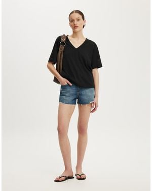 Cotton On The Slub V Neck Tee - Black