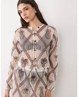 River Island Crochet Motif Cardigan - Brown