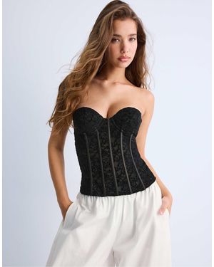 Stradivarius Corset en dentelle à baleines - Noir