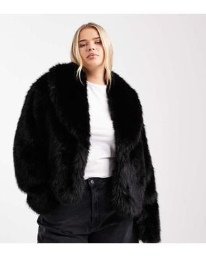 ASOS Asos Design Curve Shawl Collar Faux Fur Jacket - Black