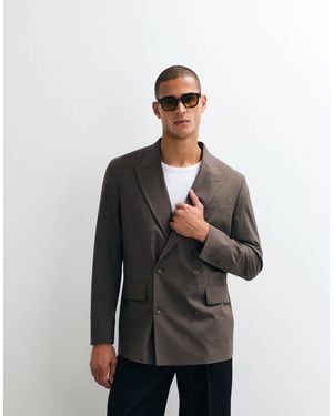 Mango Boston Regular Fit Double Breasted Suit Blazer Co-Ord - White