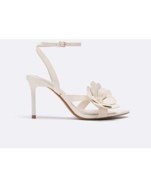 Stradivarius Heeled Flower Sandals - White