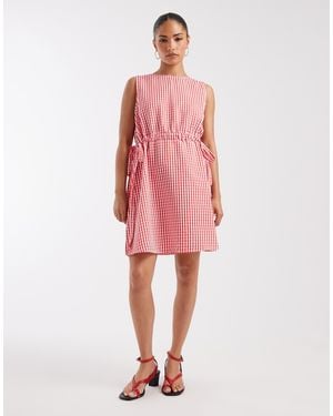 Vero Moda Sleeveless Bow Tie Side Seersucker Mini Dress - Pink