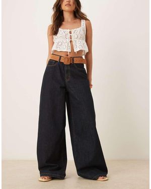 Vrg Grl Vaqueros De Talle Alto Y Pernera Ancha Aston De -Azul Marino