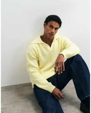 ASOS Oversize-strickpullover mit extrem offenem polokragen - Gelb