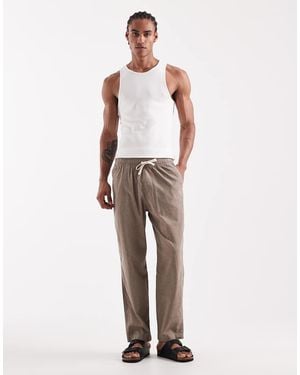 Hollister Cotton Linen Blend Loose Fit Trousers - White