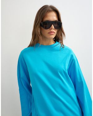 TOPSHOP Top à manches longues à détail - Bleu