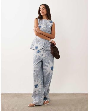 Never Fully Dressed Ellie Denim Twill Broek Co-Ord - Blauw