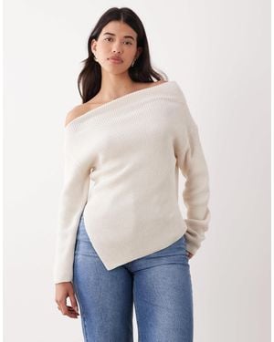 ASOS Knit Off The Shoulder Top - Blue