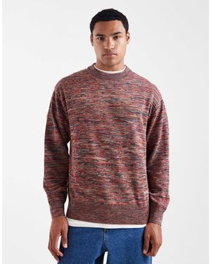 Parlez – er space-dye-strickpullover mit rundhalsausschnitt und gesticktem logo - Rot