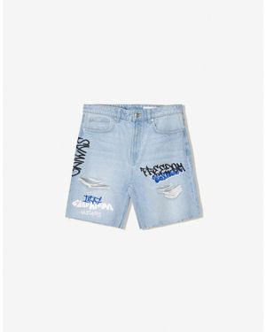 Bershka – bermuda-shorts aus denim - Blau