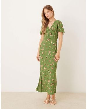 Nobody's Child Faith Bow Front Midi Tea Dress - Green