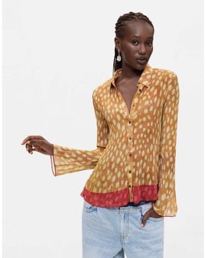 Desigual Chemise plissée imprimé cerf - Jaune