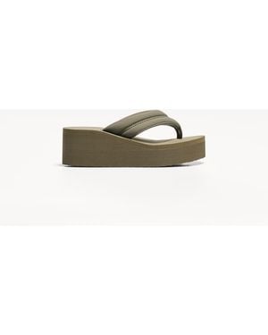 Bershka Quilted Platform Sandals - Green