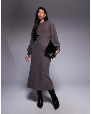 ASOS Supersoft Long Sleeve Seam Detail Maxi Dress - Grey