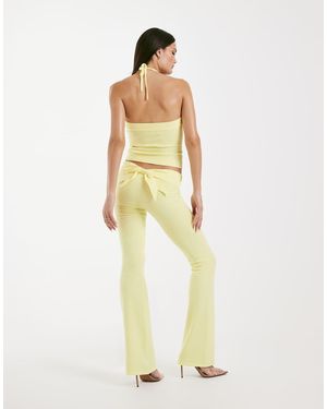 I.AM.GIA Audrina 2.0 Sculpting Knit Ribbed Waist Bow Back Flare Trousers - White