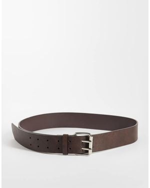 Gina Tricot Faux Leather Double Buckle Belt - Brown