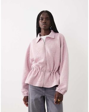 ASOS Cinched Waist Jacquard Jacket - Pink