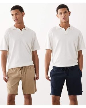Jack & Jones 2 Pack Linen Mix Shorts - White