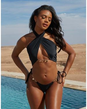Moda Minx Top De Bikini Con Diseño Cruzado Y Detalle De Monedas Clarissa De X Savannah-Shae Richards - Azul